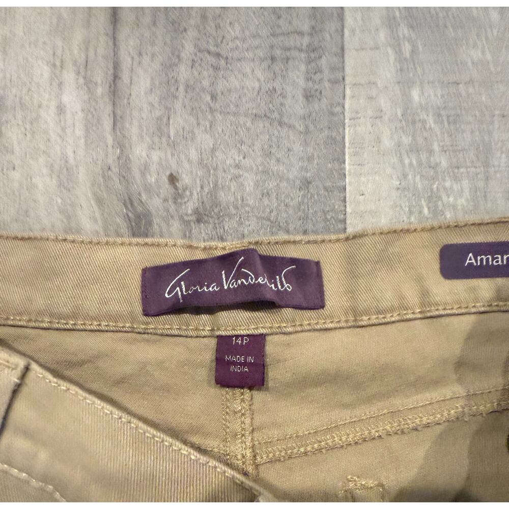Gloria Vanderbilt Jeans Womens Size 14P Beige Straight Leg Flat Front Pockets - Picture 4 of 9